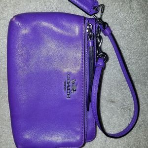 Coach purple Iris Madison double wristlet 51928